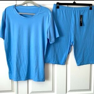 Capella 2pc Blue Short set.  Oversized top and elastic waist bottom.  Two Sets